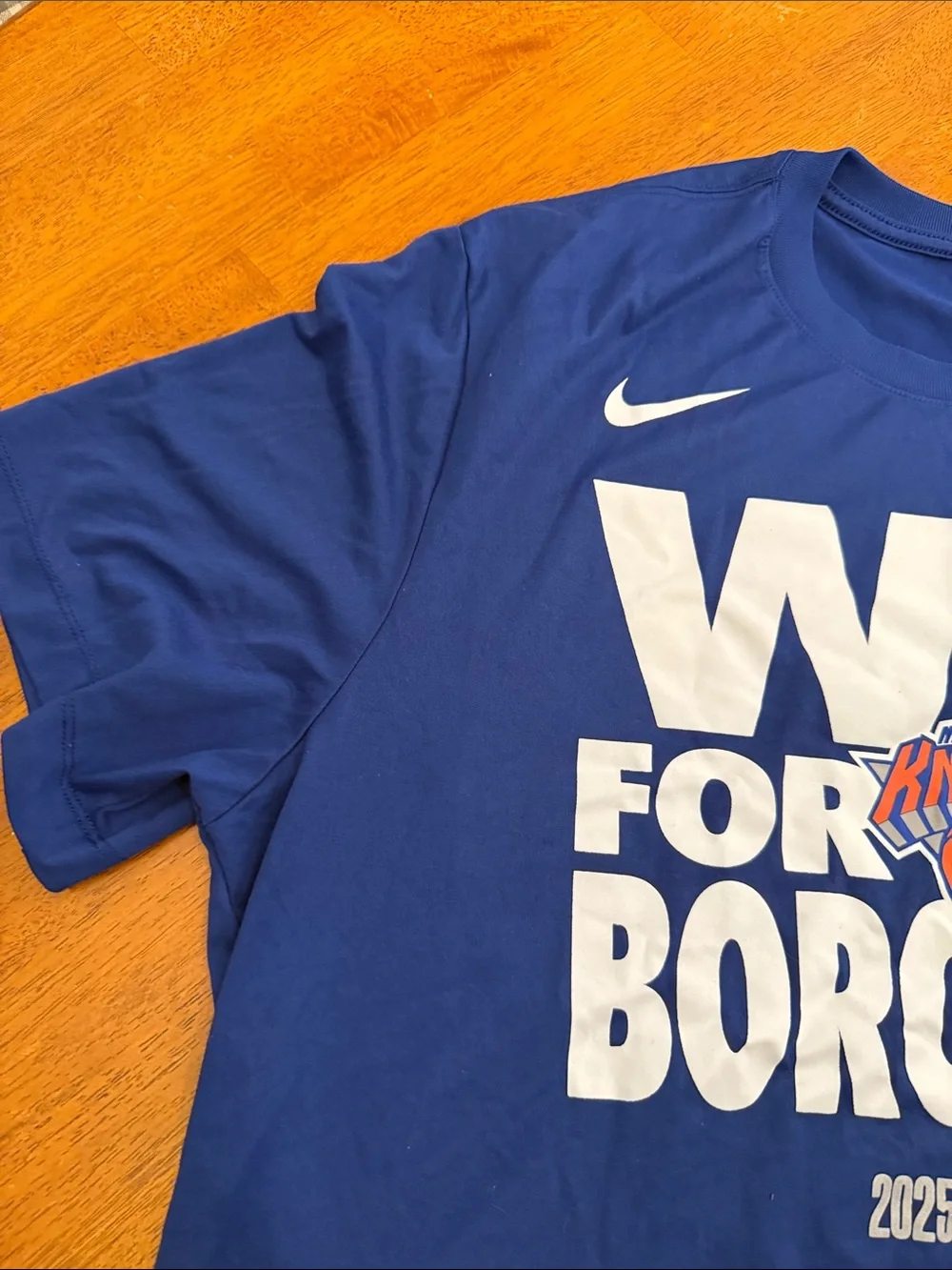 Nike Blue 'Win for the Boroughs' Knicks Playoffs T-Shirt xxl